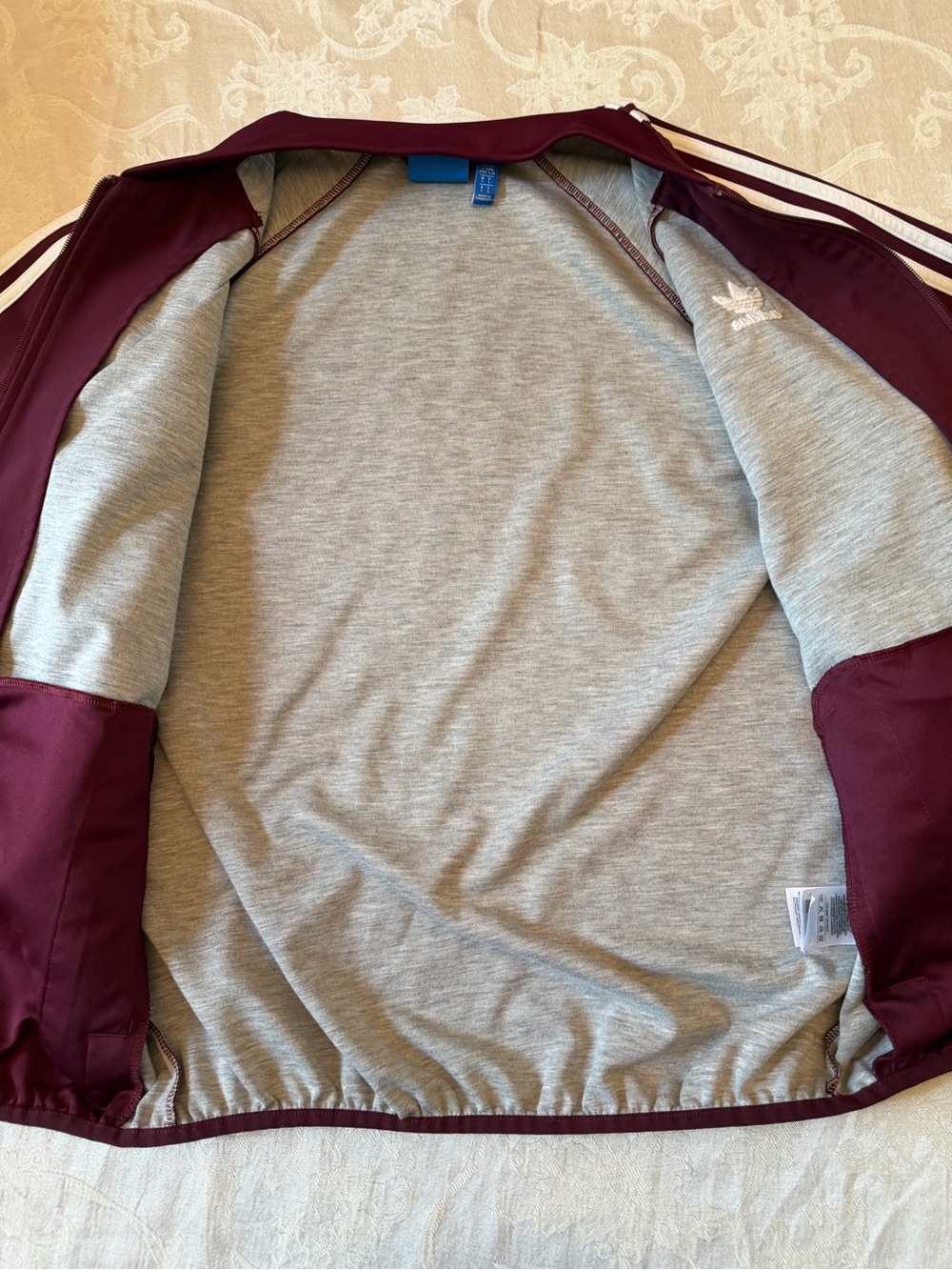 adidas Originals Burgundy Track Jacket with White Stripes - Picture 6 of 8